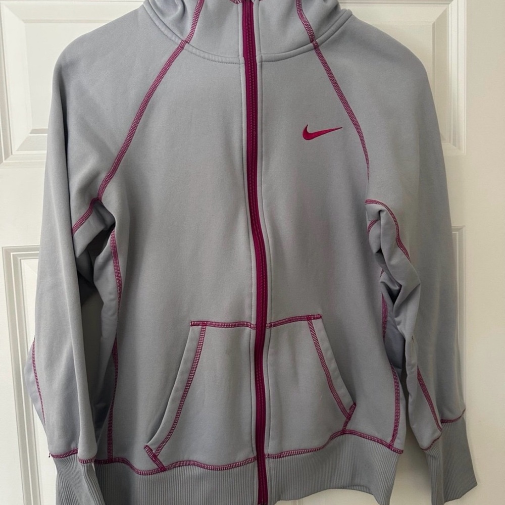 Nike women’s therma-fit zip up  -Gray and Pink Nike Hoodie